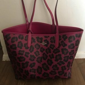 Pink cheetah coach bag